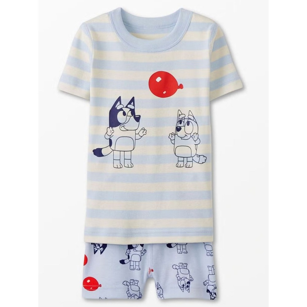 NWT Hanna Andersson Bluey 100% Organic‎ Cotton Short John Pajama Set Sz 5